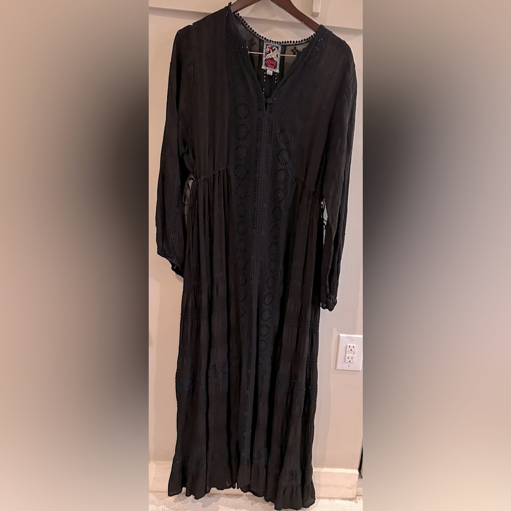 Johnny Was black eyelet maxi dress
